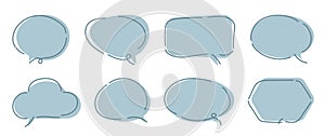 Vector Set of speech bubbles. Dialog box icon, message template. White clouds for text, lettering. Different shape of