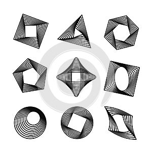 Vector set of spirograph style geometric shapes