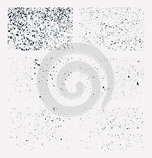 Vector set of splash stains textures. Monochrome abstract vector grunge textures.