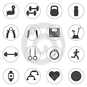 Vector Set of sport and fitness icons. Sport, fitness, gym workout