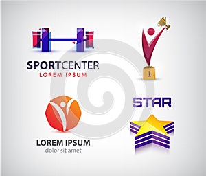 Vector set of sport logos, leadership, man, winner logo. photo