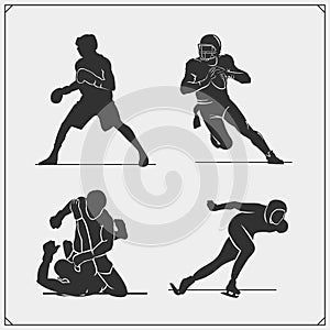 Vector set of sport players silhouettes.