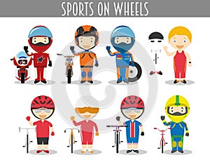 Vector Set of Sports on Wheels in cartoon style