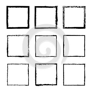 Vector set of square drawn with ink frame 4