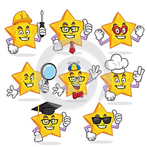 Vector set of star mascot