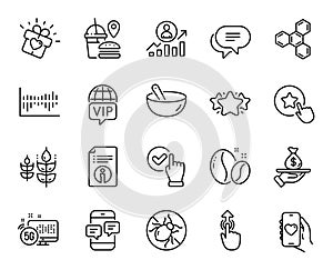 Vector set of Star, Vip internet and Loyalty star line icons set. Vector