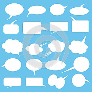 Vector set of stickers of speech bubbles. Blank empty white