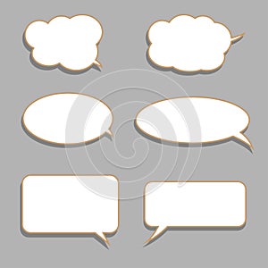 Vector set of stickers of speech bubbles. Blank empty white