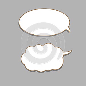 Vector set of stickers of speech bubbles. Blank empty white