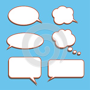 Vector set of stickers of speech bubbles. Blank empty white