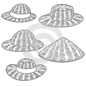 Vector set of straw hat