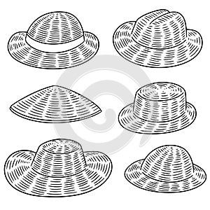 Vector set of straw hat
