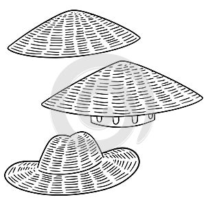 Vector set of straw hat