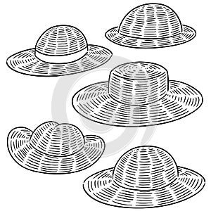 Vector set of straw hat