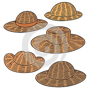 Vector set of straw hat