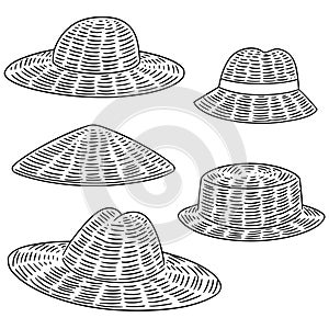 Un conjunto compuesto por paja un sombrero 