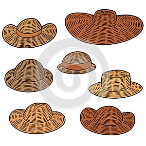 Vector set of straw hats