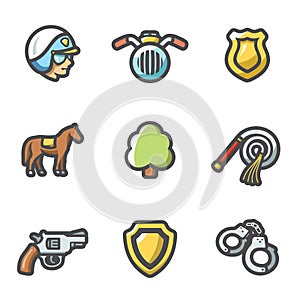 Vector Set of Street Police accessory Icons.