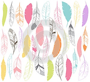 Vector Set of Stylized or Abstract Feathers