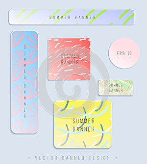 Vector set of summer banners of different sizes