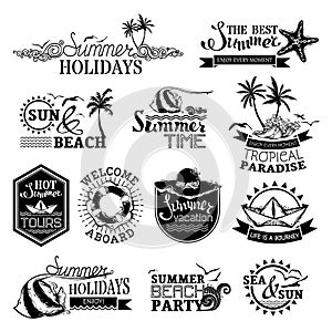 Vector set of summer and travel designs.