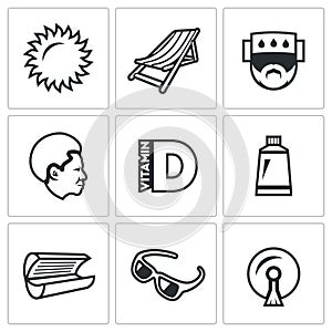 Vector Set of Sun Tanning Icons