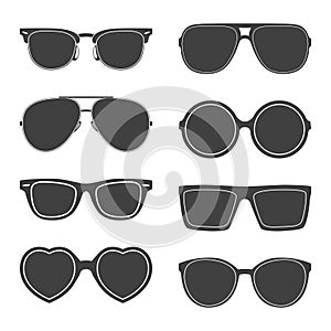 Vector set of sunglasses silhouettes