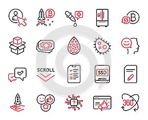 Vector Set of Technology icons related to Full rotation, Seo marketing and Approve. Vector