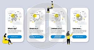 Vector Set of Technology icons related to Talk bubble, Work home and Flight mode. Vector