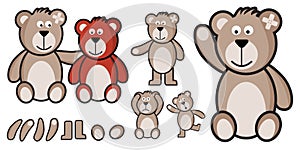 Vector set of teddy bears fully customizabled