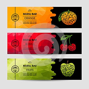 Vector set of templates packaging muesli bar