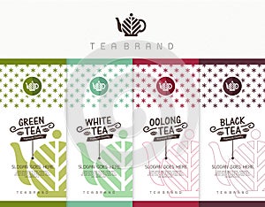 Vector set of templates packaging tea