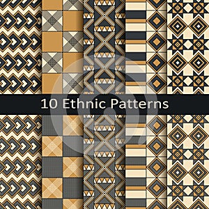 Vector set of ten seamless ethnic african patterns