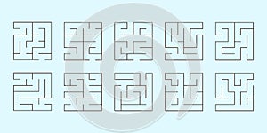 Vector set of ten square mazes