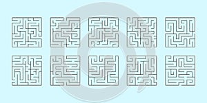 Vector set of ten square mazes