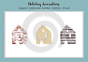 Vector set of textured houses