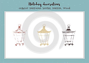 Vector set of textured lanterns