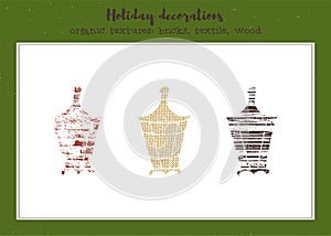 Vector set of textured lanterns