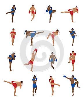 Vector set of thai boxing