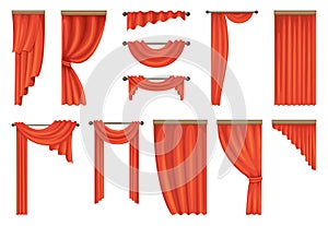 Vector set of theatre red curtains