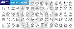 Vector set thin icons related to career progress photo