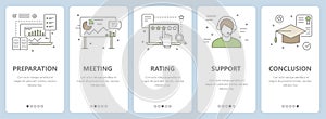 Vector set of thin line flat design, training concept banners