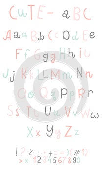 Vector set of three cartoon funny difference english Alphabets