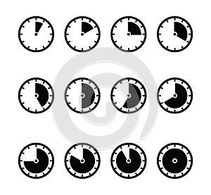 Vector Set of Timer icons. Different Time Interval Icons photo