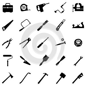 Vector set of 25 tool icons