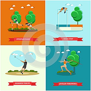 Vector set of track and field athletics, flat design