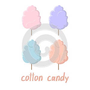 Vector set a traditional cotton candy. An icons in a flat style isolated on a white background.