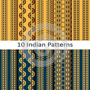 Vector set with traditional seamless vector indian patterns