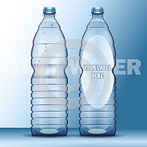 Vector set of transparent plastic blue liquid