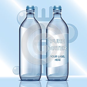 Vector set of transparent plastic blue liquid